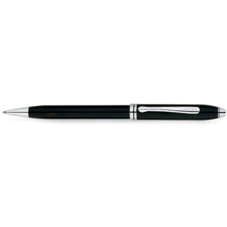 Ручка шариковая Cross TOWNSEND-BLACK LACQUER RHODIUM PLATED