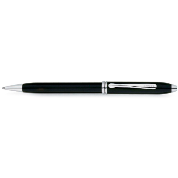 Ручка шариковая Cross TOWNSEND-BLACK LACQUER RHODIUM PLATED