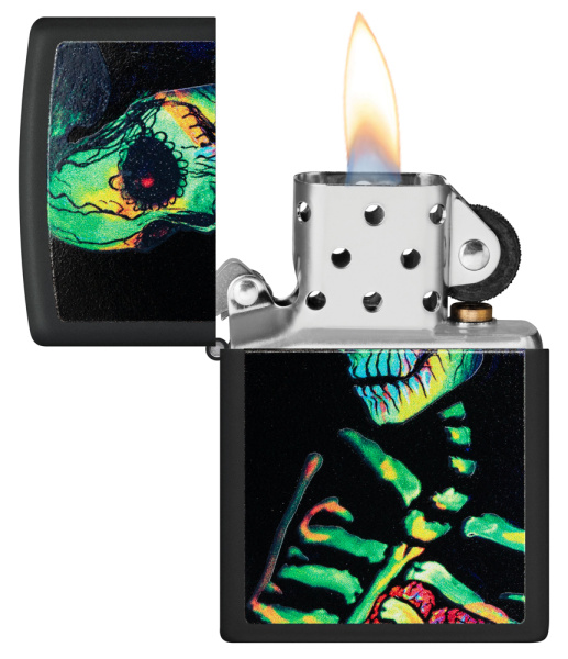 Зажигалка ZIPPO Skeleton Design с покрытием Black Light 48761