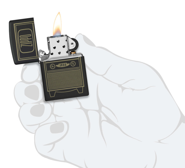 Зажигалка ZIPPO Vintage TV Design с покрытием Black Matte 48619