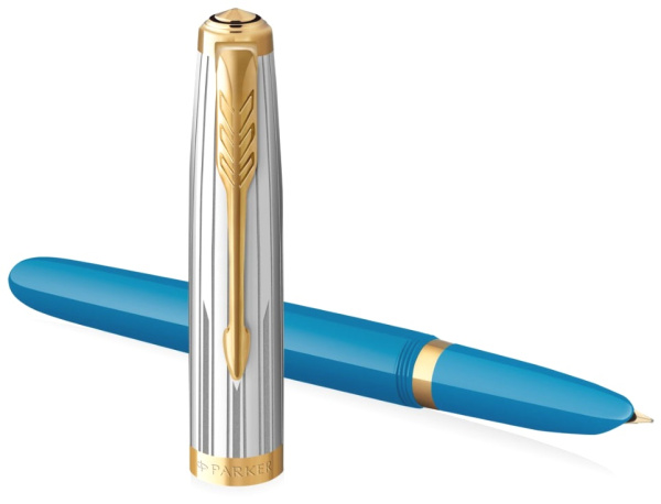 Ручка перьевая Parker 51 Premium, Turquoise / Silver GT, F