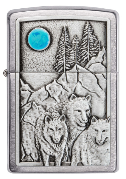 Зажигалка ZIPPO Wolf Design с покрытием Brushed Chrome 49295
