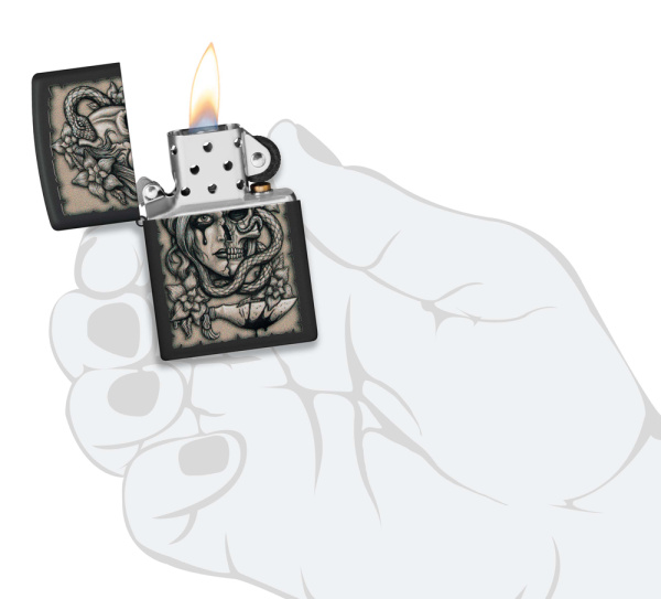 Зажигалка ZIPPO Gory Tattoo с покрытием Black Matte 48616