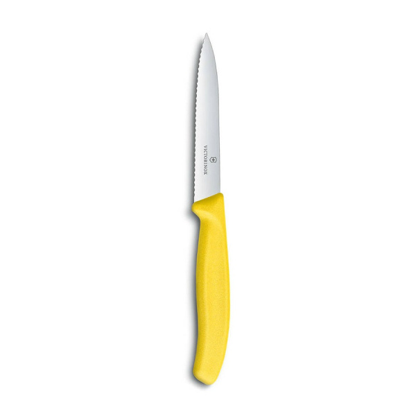 Нож Victorinox для очистки овощей, лезвие 10 см волнистое, желтый