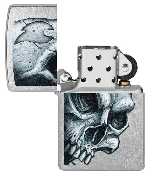 Зажигалка ZIPPO Skull and Flame с покрытием Street Chrome 46587