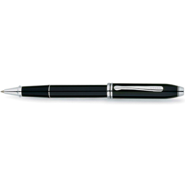 Ручка роллер Cross TOWNSEND-BLACK LACQUER RHODIUM PLATED