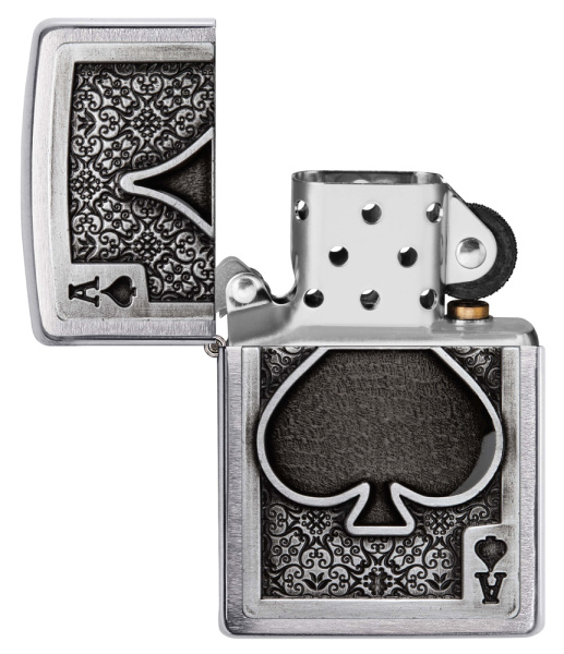 Зажигалка ZIPPO Ace Of Spades с покрытием Brushed Chrome 49637
