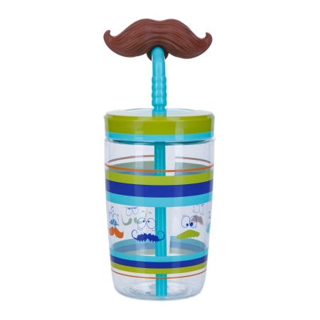 Стакан для воды CONTIGO FUNNY STRAW ELECTRIC BLUE MUSTACHE (470 мл)