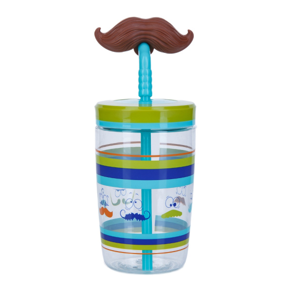 Стакан для воды CONTIGO FUNNY STRAW ELECTRIC BLUE MUSTACHE (470 мл)