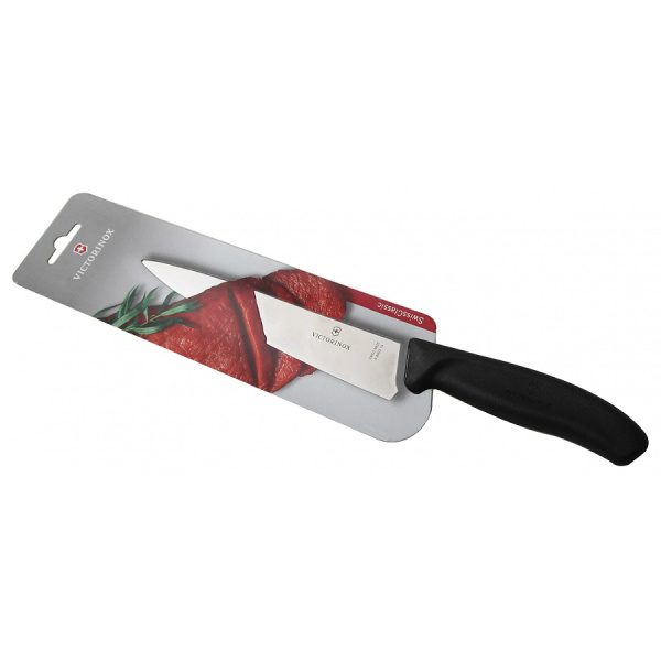 Нож Victorinox разделочный, лезвие 19 см, черный, в картонном блистере