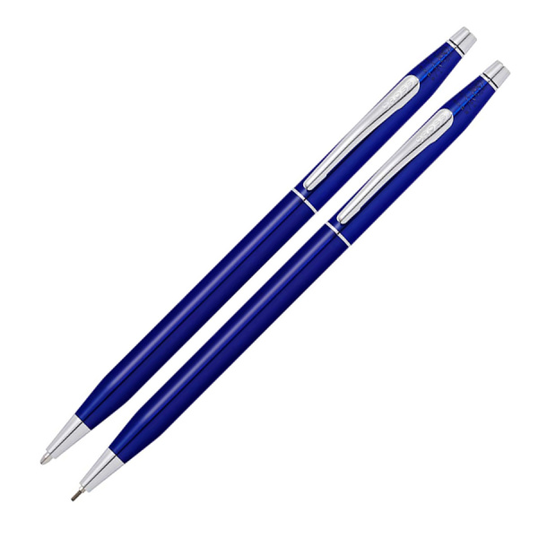 Набор подарочный Cross Classic Century - Translucent Blue Lacquer, шариковая ручка + карандаш