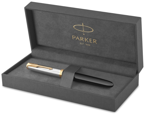 Ручка перьевая Parker 51 Premium, Black / Silver GT, F