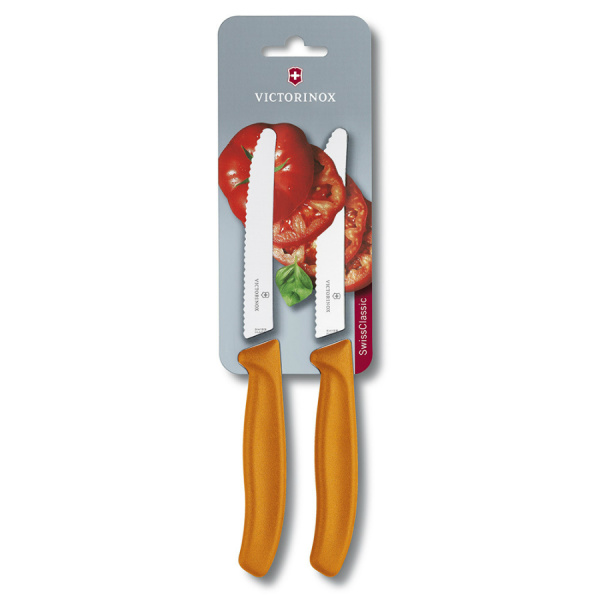 Набор Victorinox кухонный, 2 предмета, лезвие волнистое, оранжевый