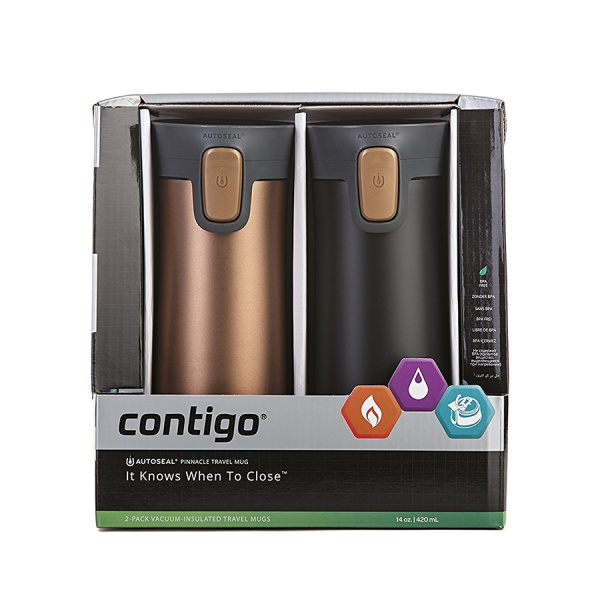 Набор из двух кружек Contigo Pinnacle Matte Black и Bronze (470 мл)