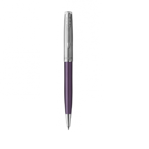 Ручка шариковая Parker "Sonnet Sand Blasted Metal&Violet Lacquer"