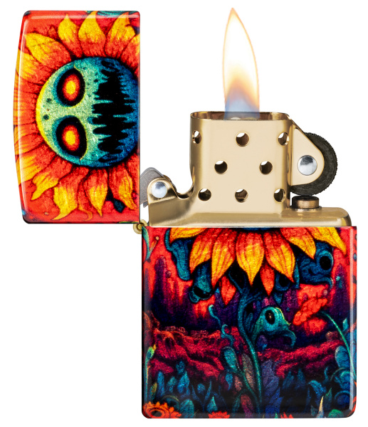 Зажигалка ZIPPO Spooky Sunflower с покрытием 540 Tumbled Brass 46267