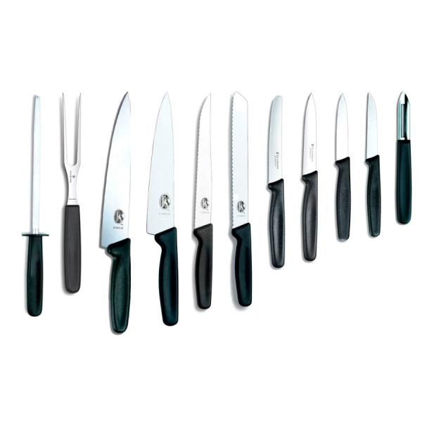 Набор Victorinox кухонный, 11 предметов, в подставке, черный