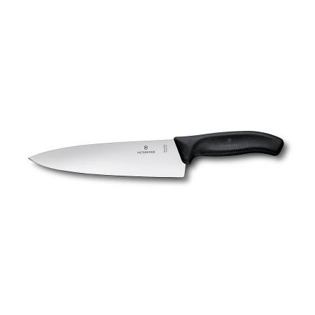Нож Victorinox разделочный, лезвие 20 см широкое, черный, в картонном блистере