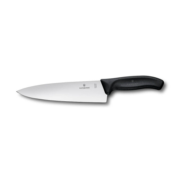 Нож Victorinox разделочный, лезвие 20 см широкое, черный, в картонном блистере