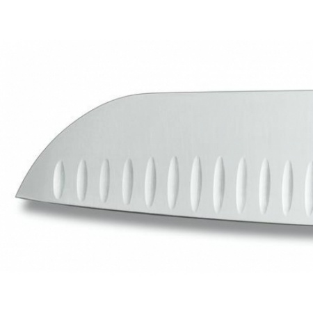Нож VICTORINOX Santoku, лезвие 17 см рифленое, черный, в картонном блистере