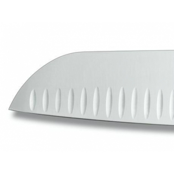 Нож VICTORINOX Santoku, лезвие 17 см рифленое, черный, в картонном блистере