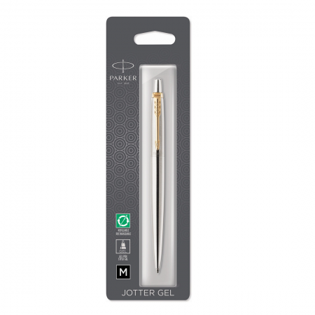 Ручка гелевая Parker Jotter Core K694, Stainless Steel GT, блистер