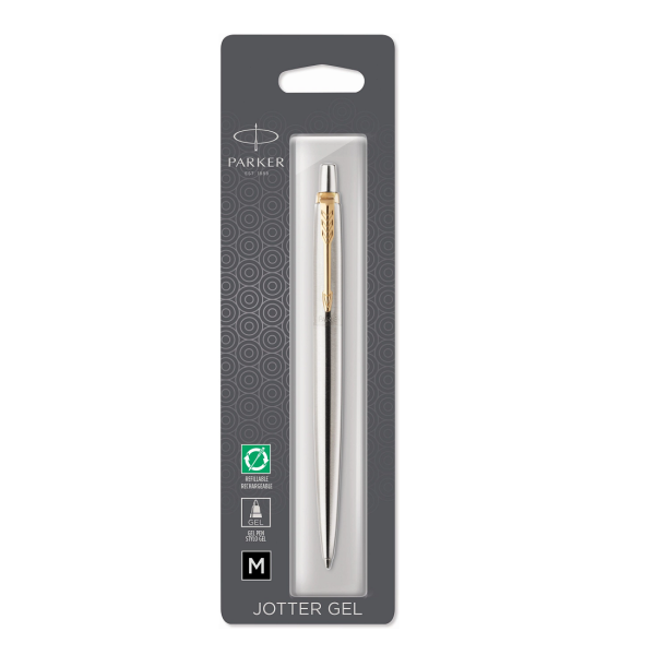 Ручка гелевая Parker Jotter Core K694, Stainless Steel GT, блистер