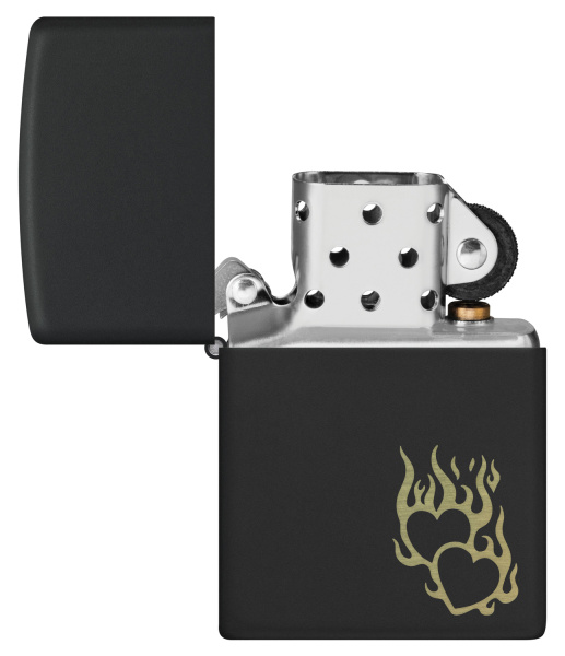 Зажигалка ZIPPO Fire Heart с покрытием Black Matte 46004