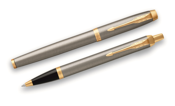 Подарочный набор Parker: Ручка-роллер + ручка шариковая Parker IM Core - Brushed Metal GT