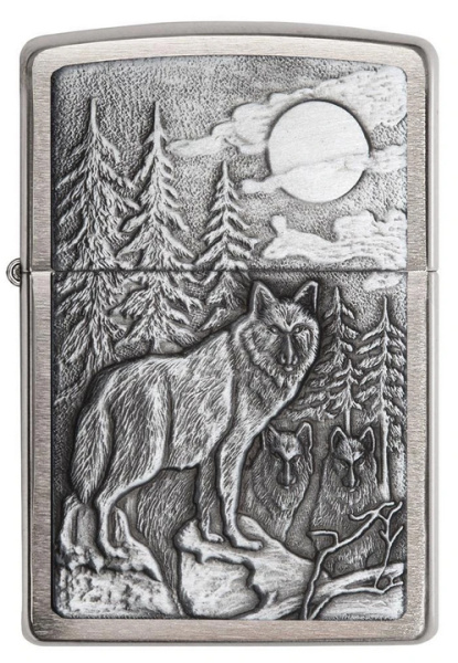 Зажигалка ZIPPO Timberwolves с покрытием Brushed Chrome 20855