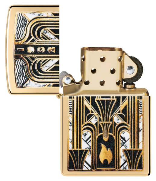 Зажигалка ZIPPO Art Deco Flame с покрытием High Polish Brass 46585