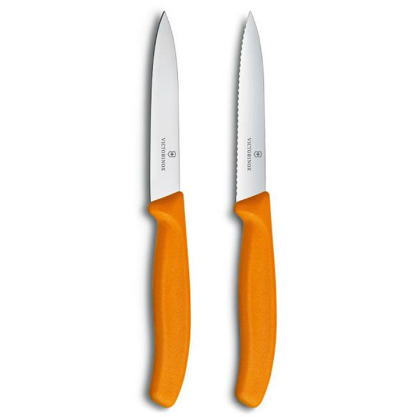 Набор Victorinox кухонный, 2 предмета, лезвие прямое и волнистое, оранжевый