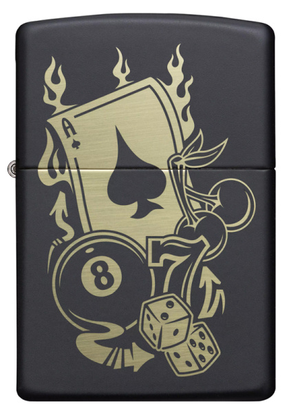 Зажигалка ZIPPO Gambling Design с покрытием Black Matte 49257