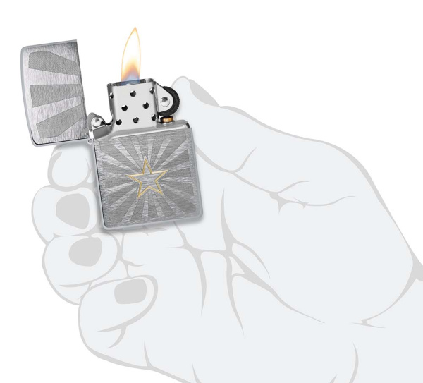 Зажигалка ZIPPO Star Design с покрытием Brushed Chrome 48657