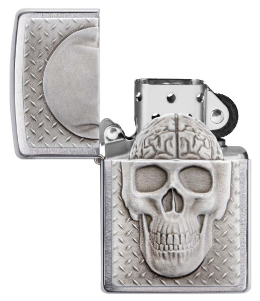 Зажигалка ZIPPO Skull Design с покрытием Brushed Chrome 29818