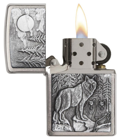 Зажигалка ZIPPO Timberwolves с покрытием Brushed Chrome 20855