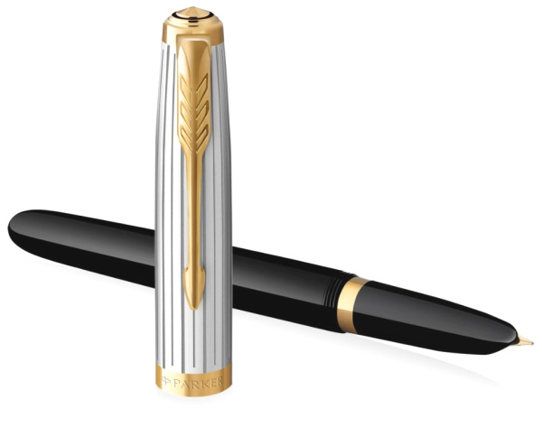 Ручка перьевая Parker 51 Premium, Black / Silver GT, F