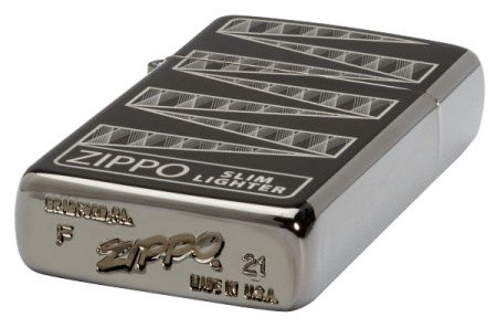 Зажигалка ZIPPO узкая в честь 65-летия с покрытием черный лед | Slim® 65th Anniversary Black Ice® 49709
