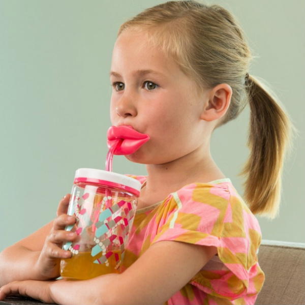Стакан для воды CONTIGO FUNNY STRAW CHERRY BLOSSOM LIPS (470 мл)