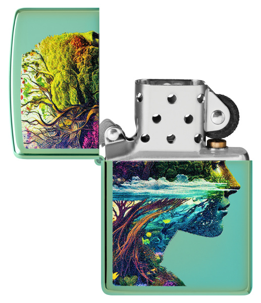 Зажигалка ZIPPO One with Nature Design с покрытием High Polish Green 46233