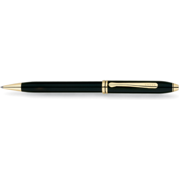 Ручка шариковая Cross TOWNSEND-BLACK LACQUER GOLD PLATED