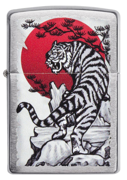 Зажигалка ZIPPO Asian Tiger с покрытием Brushed Chrome 29889