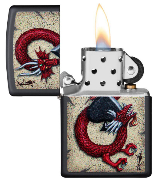 Зажигалка ZIPPO Dragon Ace с покрытием Black Matte 29840
