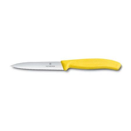 Нож Victorinox для очистки овощей, лезвие 10 см волнистое, желтый
