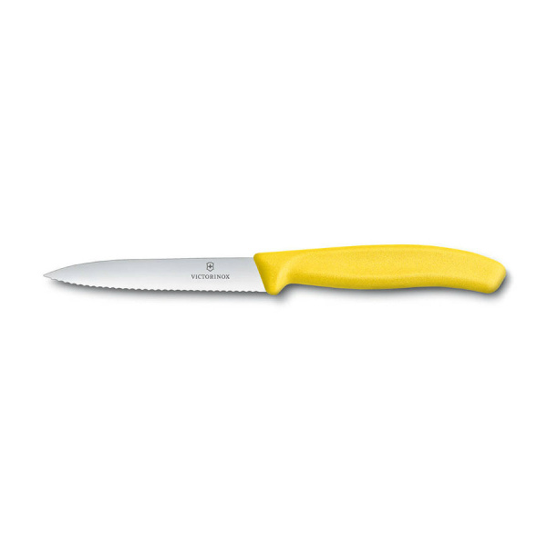 Нож Victorinox для очистки овощей, лезвие 10 см волнистое, желтый