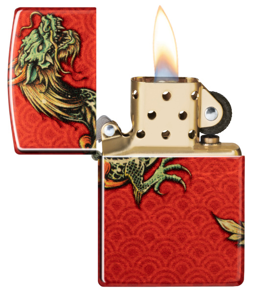 Зажигалка ZIPPO Dragon Design с покрытием 540 Tumbled Brass 48513