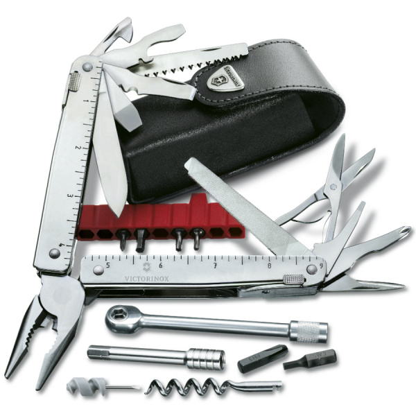 Мультитул Swisstool X Plus Ratchet Victorinox в кожаном чехле