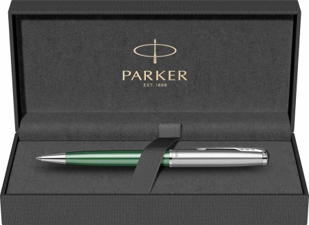 Ручка шариковая Parker "Sonnet Sand Blasted Metal&Green Lacquer"
