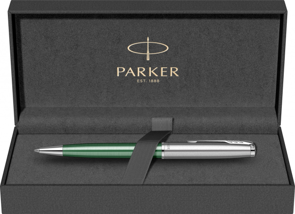 Ручка шариковая Parker "Sonnet Sand Blasted Metal&Green Lacquer"