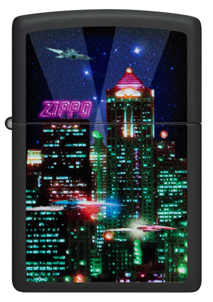 Зажигалка ZIPPO Cyber City с покрытием Black Matte 48506